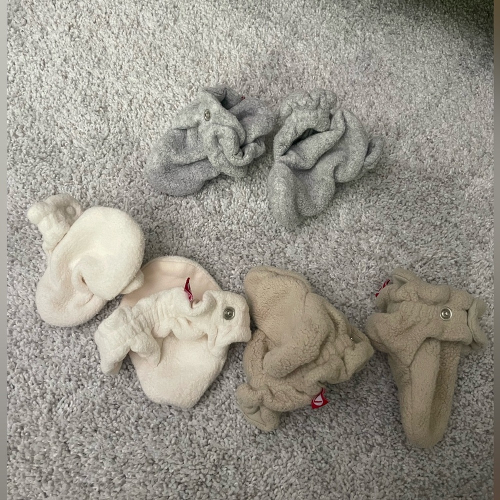 Zutano Baby Booties Set - Cream, Gray, & Tan 6mo
